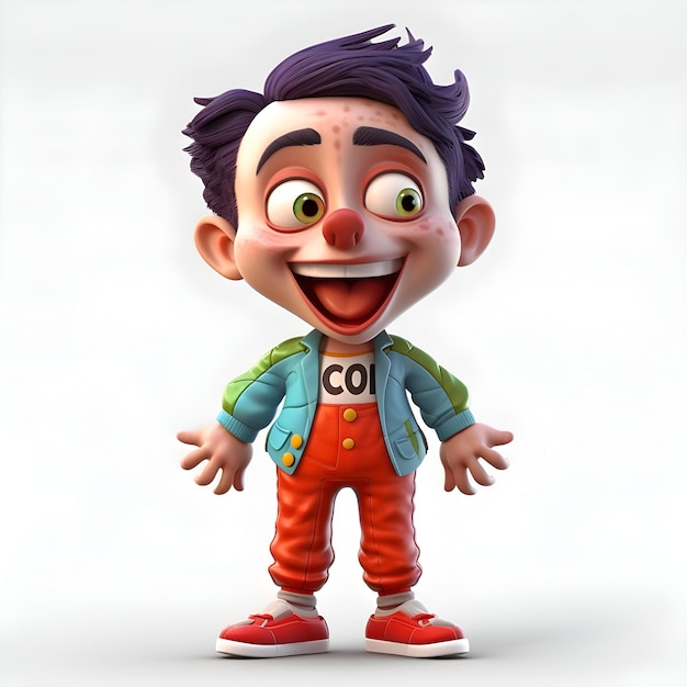 Cartoon character of a boy with halloween costume 3d rendering