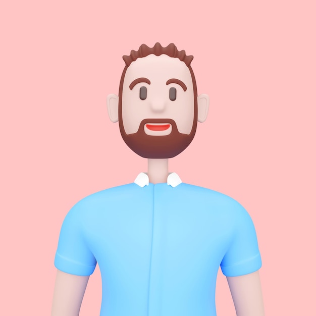 cartoon character businessman on pink background with clipping path 3d rendering