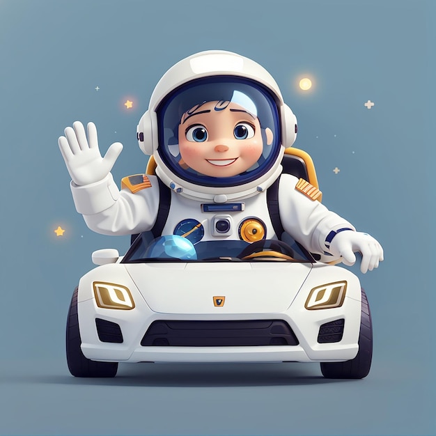 Photo a cartoon character on a car with the word astronaut on it