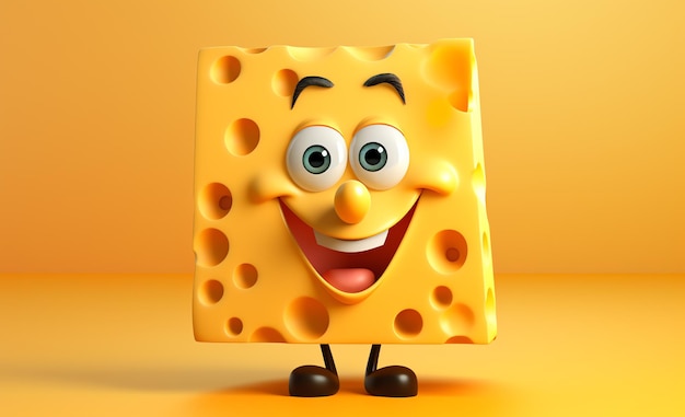 Photo a cartoon character of a cheese