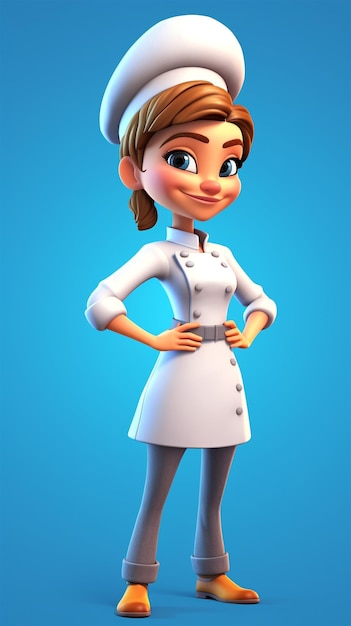 A cartoon character of a chef in a white uniform.