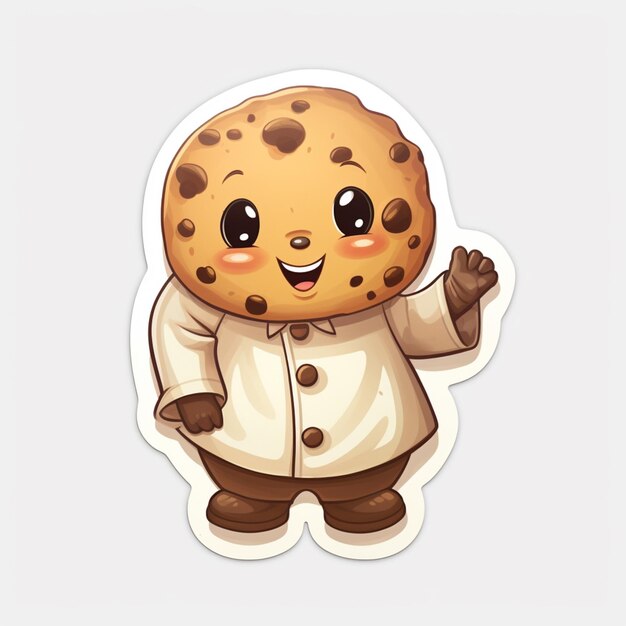 Photo cartoon character of a cookie character waving his hand generative ai