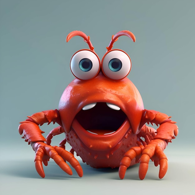 Cartoon character of a crab 3D Rendered Illustration