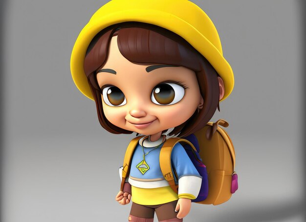 A cartoon character of a cute Asian girl