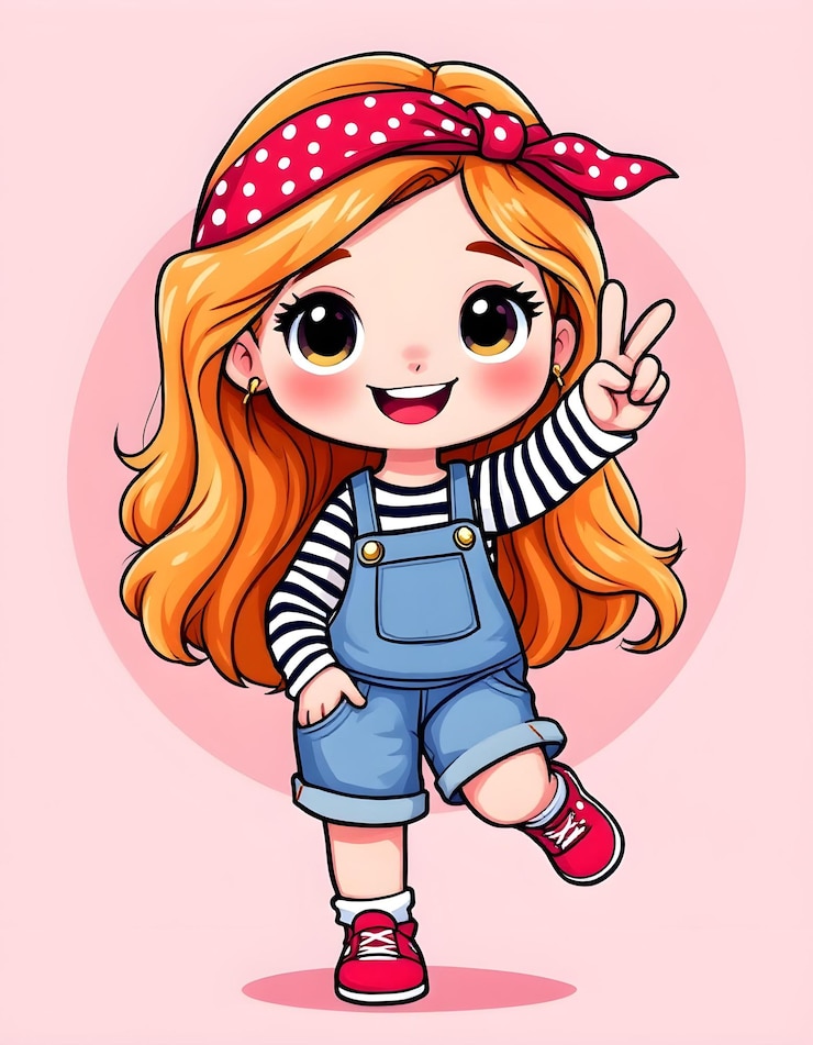 Photo cartoon character cute fashion pink girl