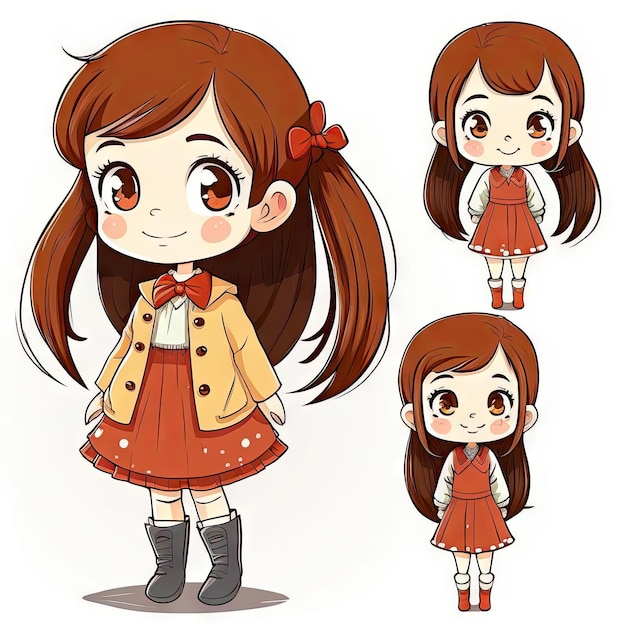 Cartoon character of cute girl lovely kid vector illustration Made by AIArtificial intelligence
