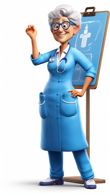 A cartoon character of a doctor standing next to a chalkboard that says'doctor '