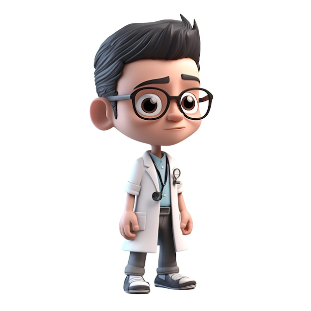 Cartoon character of a doctor with glasses and a stethoscope