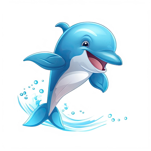 Photo cartoon character of dolphin