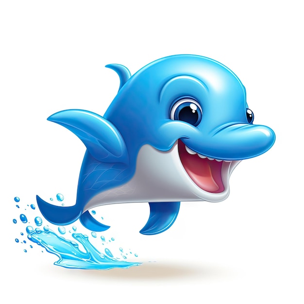 Photo cartoon character of dolphin