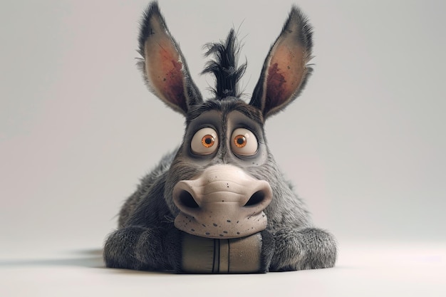 Cartoon character of a Donkey on a gray background 3d illustration