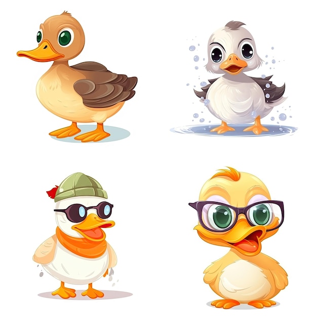 Cartoon character of duck on white background