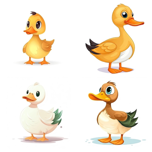 Photo cartoon character of duck on white background