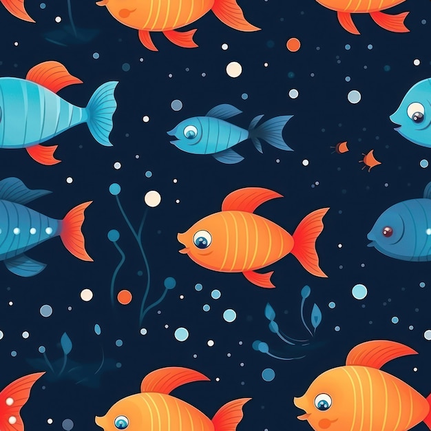 Cartoon character of fish pattern for seamless