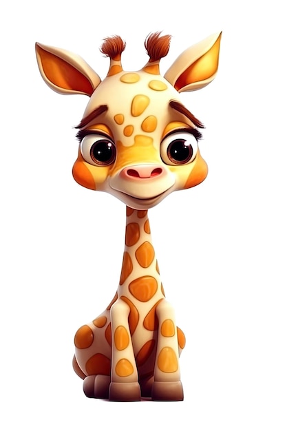 Cartoon character funny giraffe on white isolated background Generative AI illustration