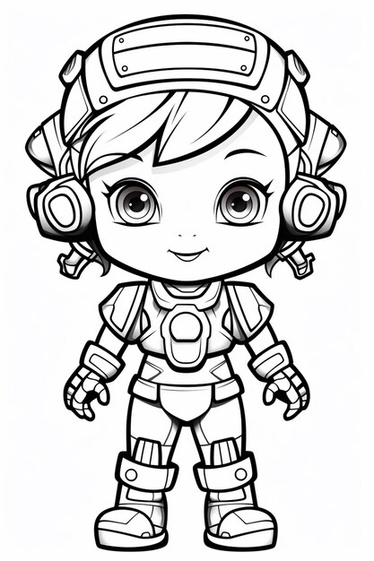 Photo a cartoon character of a girl in a helmet and helmet generative ai