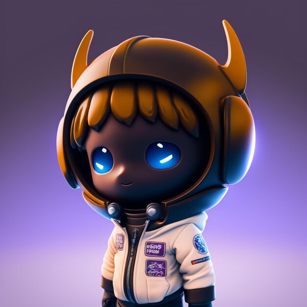 Cartoon character of a girl in a space suit with horns generative ai