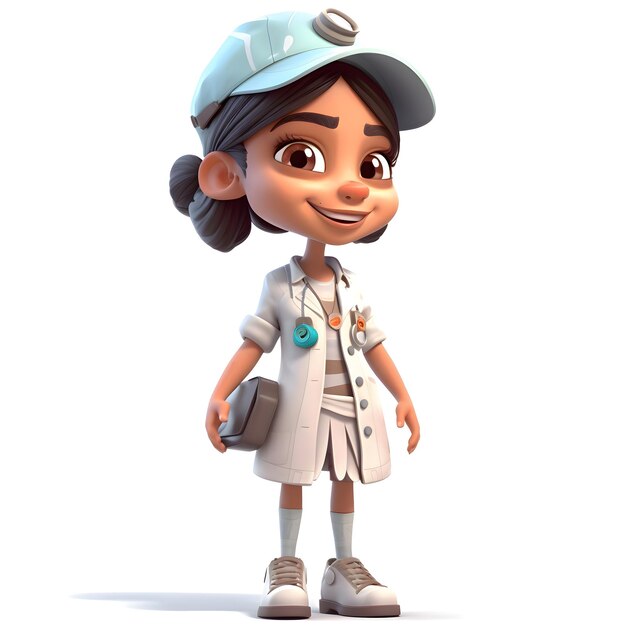 Cartoon character of a girl with a cap and a stethoscope