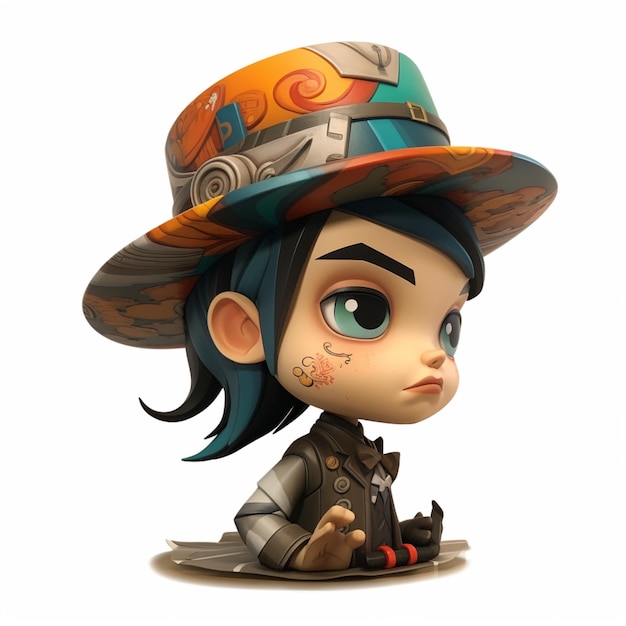 cartoon character of a girl with a hat and a cat generative ai