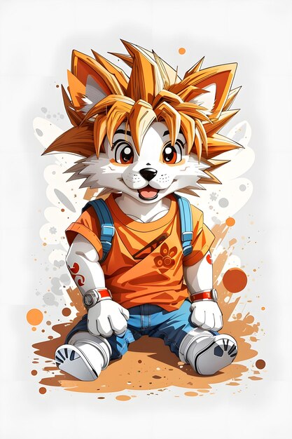 cartoon character goku with Fox face for t shirt design generated by ai
