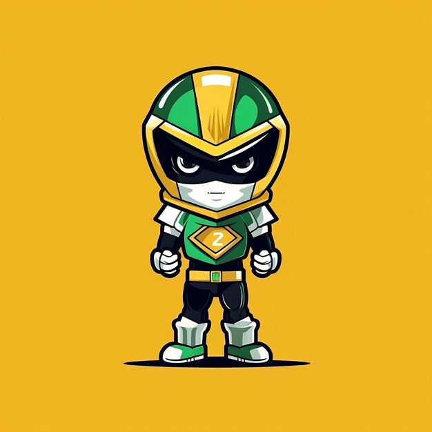 A cartoon character of a green and yellow ninja warrior