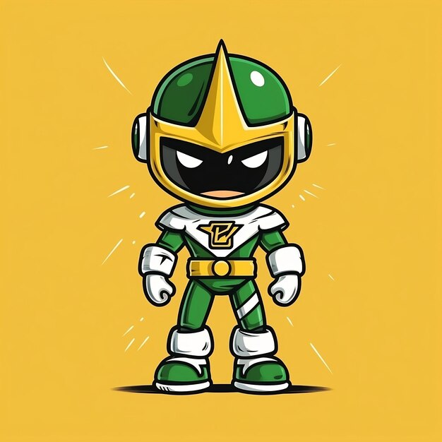 A cartoon character of a green and yellow ninja warrior