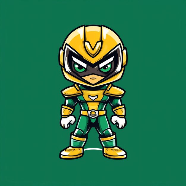 A cartoon character of a green and yellow ninja warrior