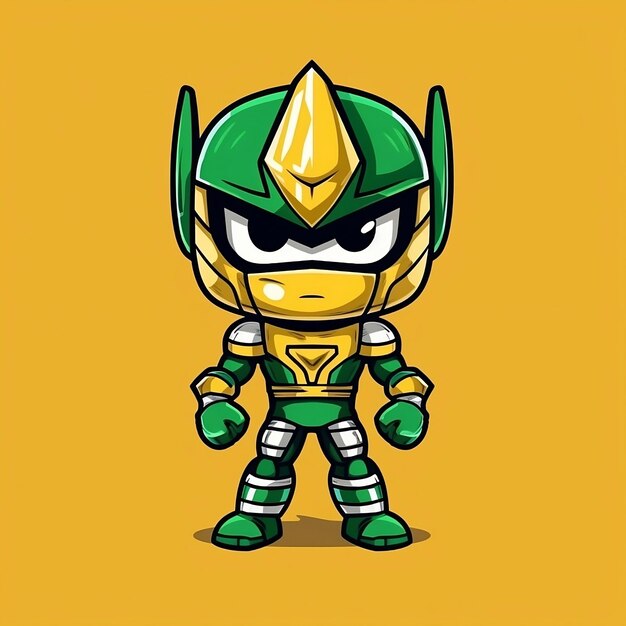 A cartoon character of a green and yellow ninja warrior