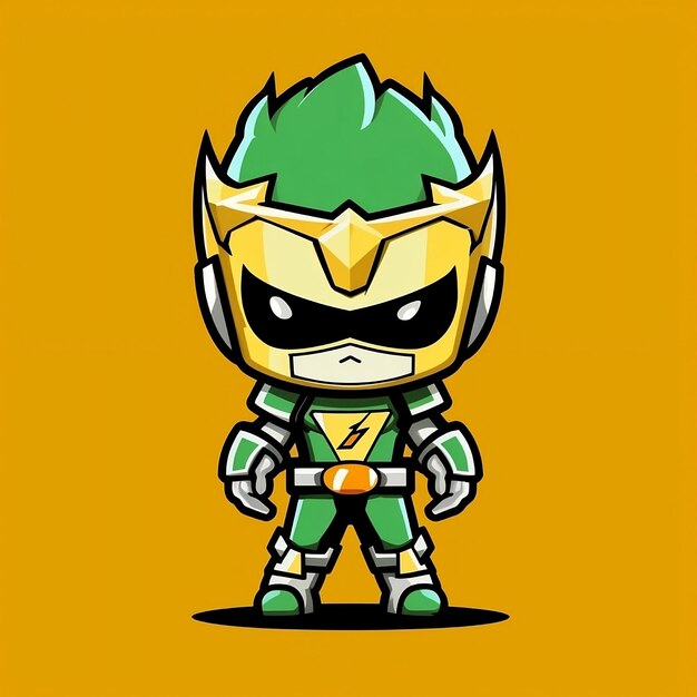 A cartoon character of a green and yellow ninja warrior