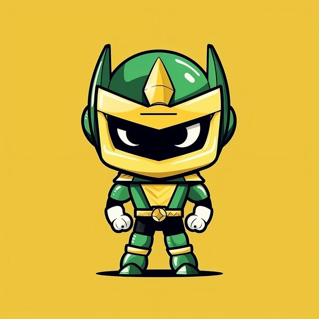 A cartoon character of a green and yellow ninja warrior