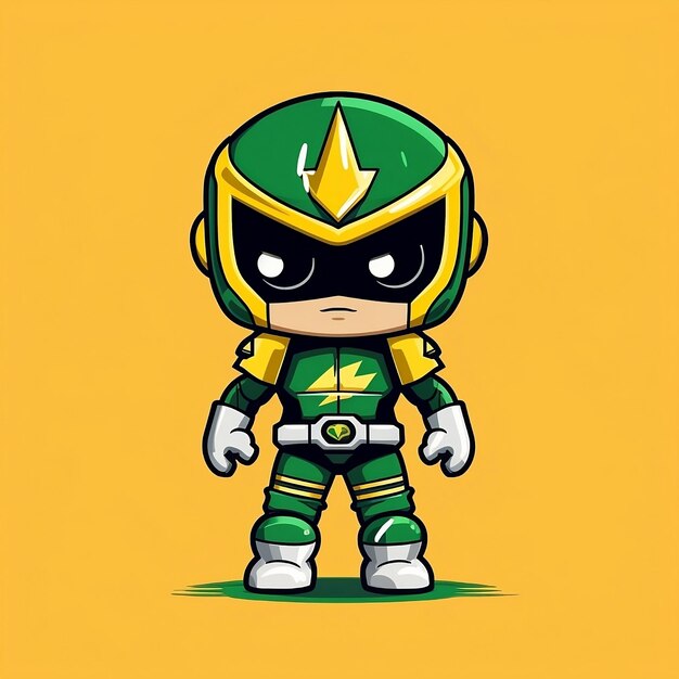 A cartoon character of a green and yellow ninja warrior