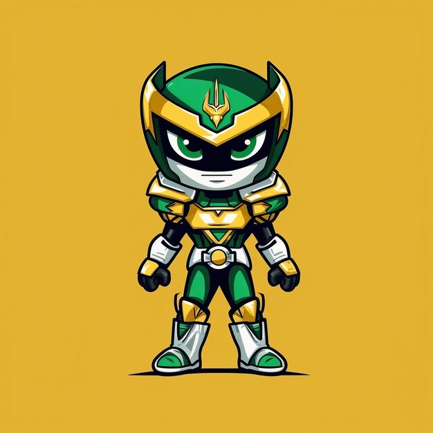 A cartoon character of a green and yellow ninja warrior