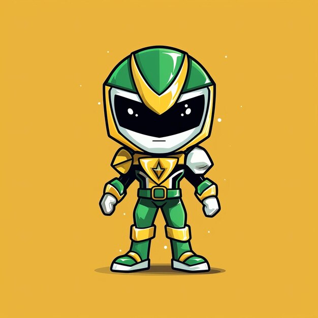 A cartoon character of a green and yellow ninja warrior