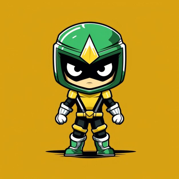 A cartoon character of a green and yellow ninja warrior