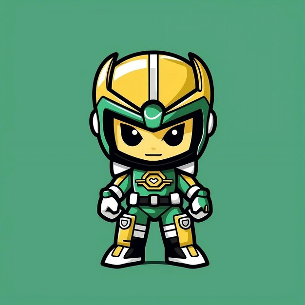 A cartoon character of a green and yellow ninja warrior