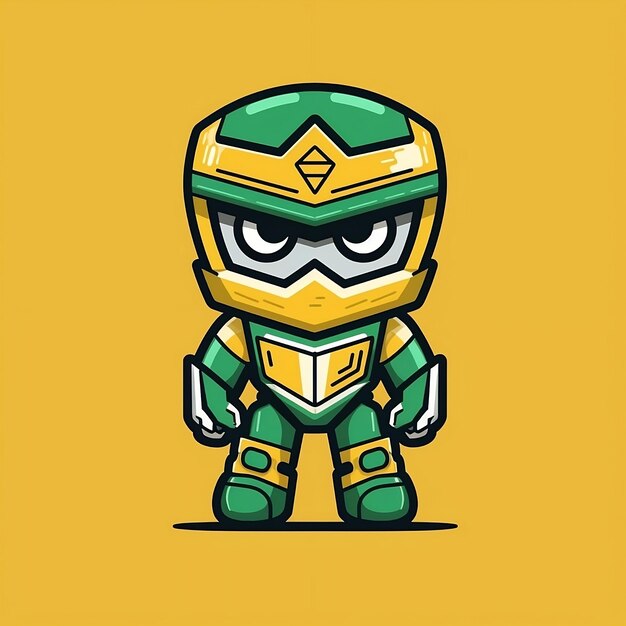 A cartoon character of a green and yellow ninja warrior