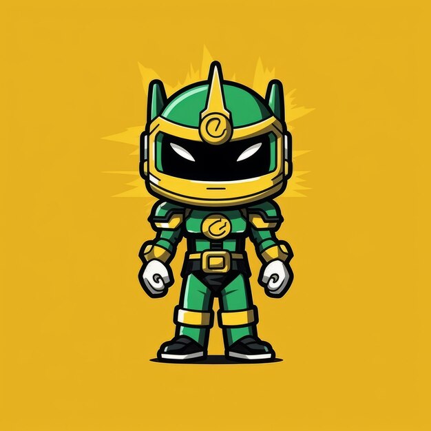 A cartoon character of a green and yellow ninja warrior