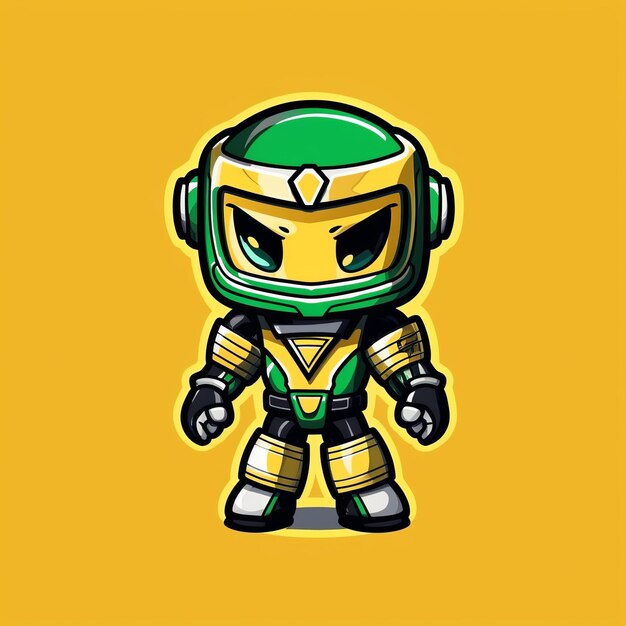 A cartoon character of a green and yellow ninja warrior