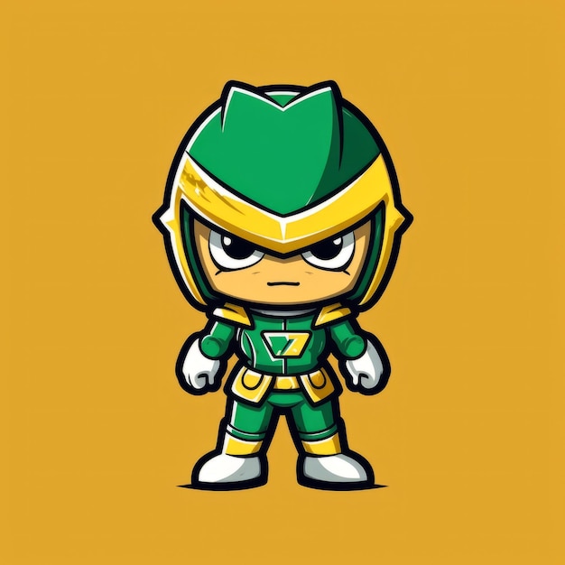 A cartoon character of a green and yellow ninja