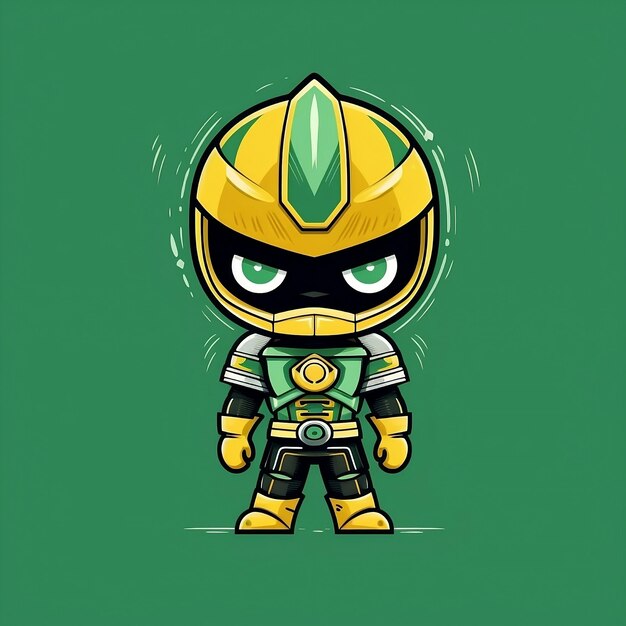 A cartoon character of a green and yellow ninja