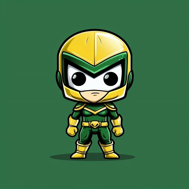 A cartoon character of a green and yellow ninja