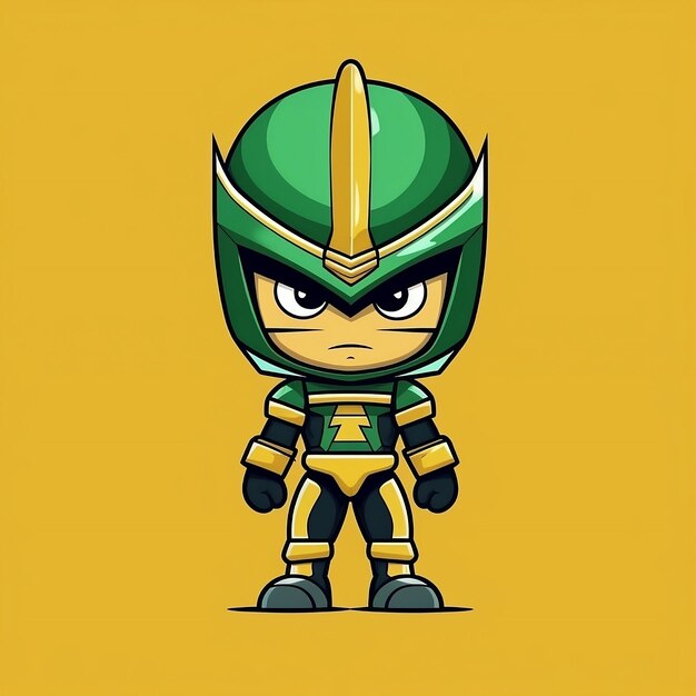 A cartoon character of a green and yellow ninja