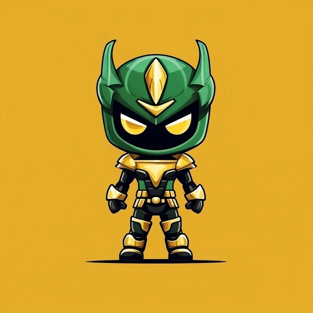 A cartoon character of a green and yellow superhero