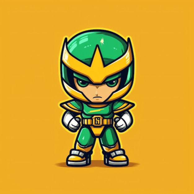 A cartoon character of a green and yellow superhero