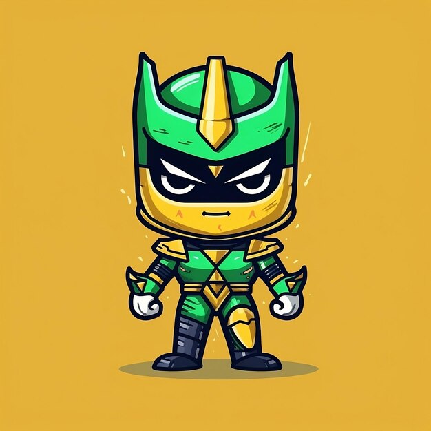 A cartoon character of a green and yellow superhero