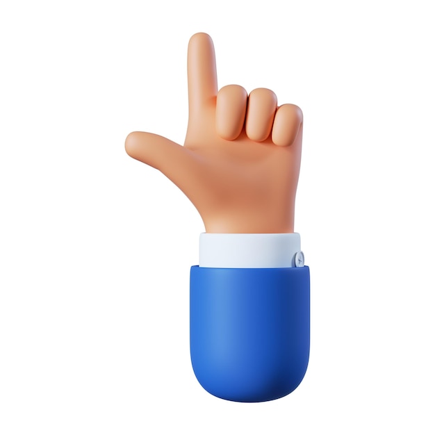 Photo cartoon character hand pointing gesture