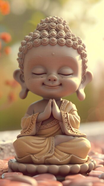 Photo cartoon character of happy buddha