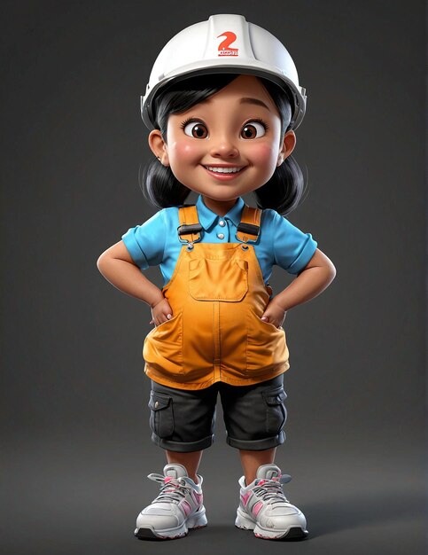 Photo a cartoon character in a hard hat and overalls