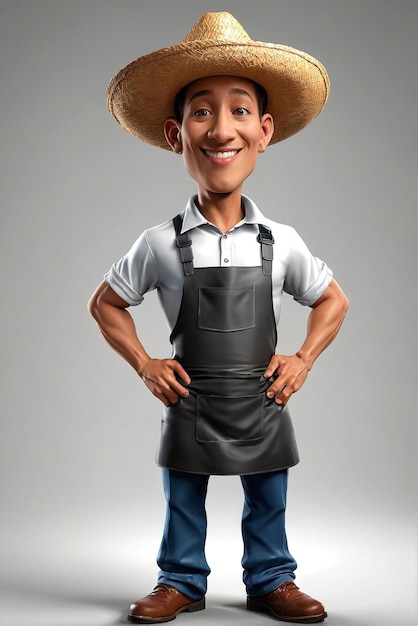 a cartoon character in a hat and apron