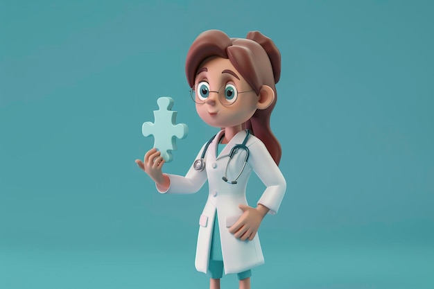 Cartoon Character Holding Puzzle Piece